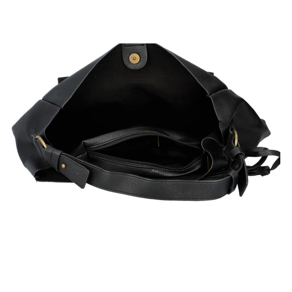 Módní koženková kabelka s klopou Nikola, černá