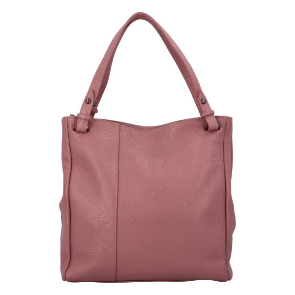Krásná, nadčasová kožená kabelka Ines, růžová