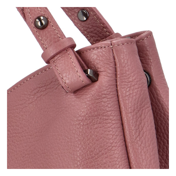 Krásná, nadčasová kožená kabelka Ines, růžová