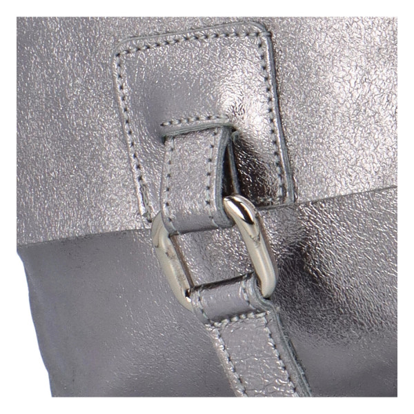 Dámský kožený kabelko batoh Dino, stříbrný