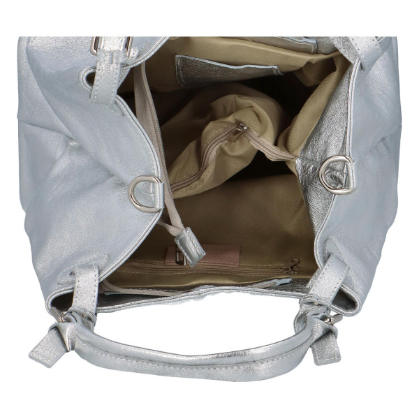 Třpytivá dámská kabelka Leia do ruky, stříbrná