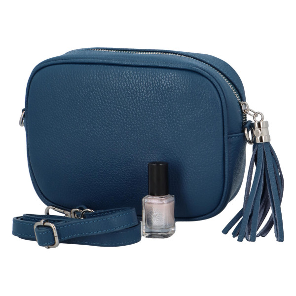 Trendy dámská kožená kabelka Melanie, modrá