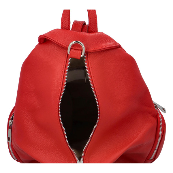 Stylový kožený dámský batoh Sonia, červená