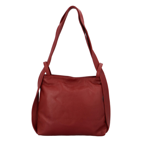 Krásná kožená kabelka Nora přes rameno, červená