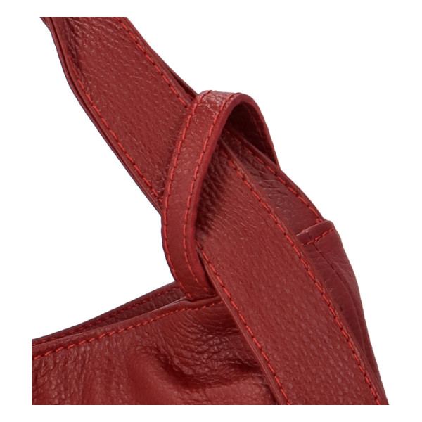 Krásná kožená kabelka Nora přes rameno, červená