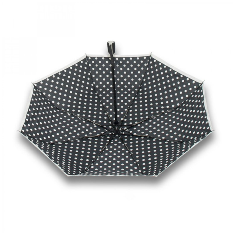 Mini Fiber Black a White - dámský skládací deštník puntíky