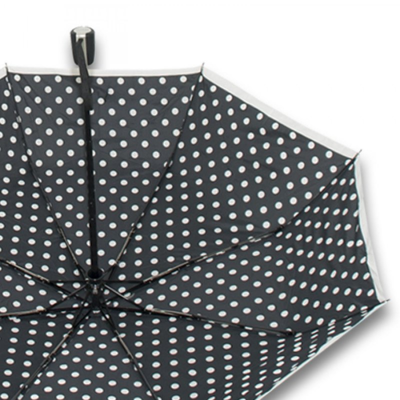 Mini Fiber Black a White - dámský skládací deštník puntíky