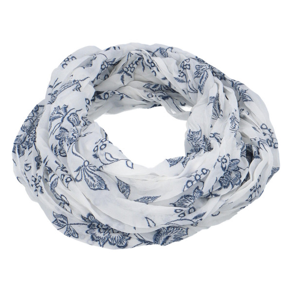 Krásný lehký šátek Flora, modro-bílý
