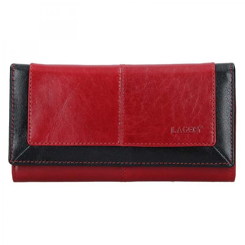 Dámská peněženka Lagen Sabina kožená, červená/černá
