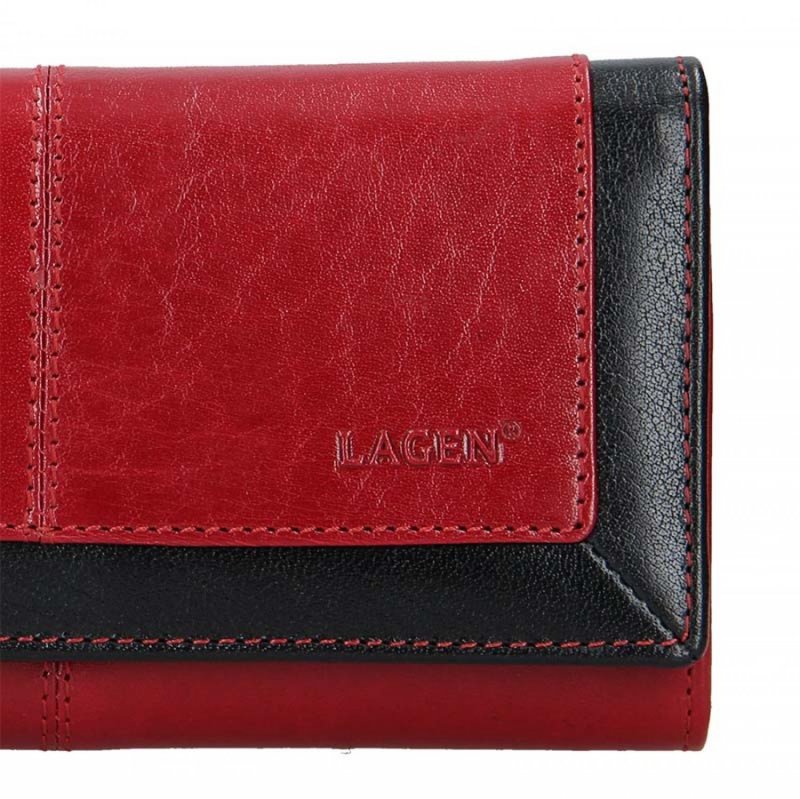 Dámská peněženka Lagen Sabina kožená, červená/černá