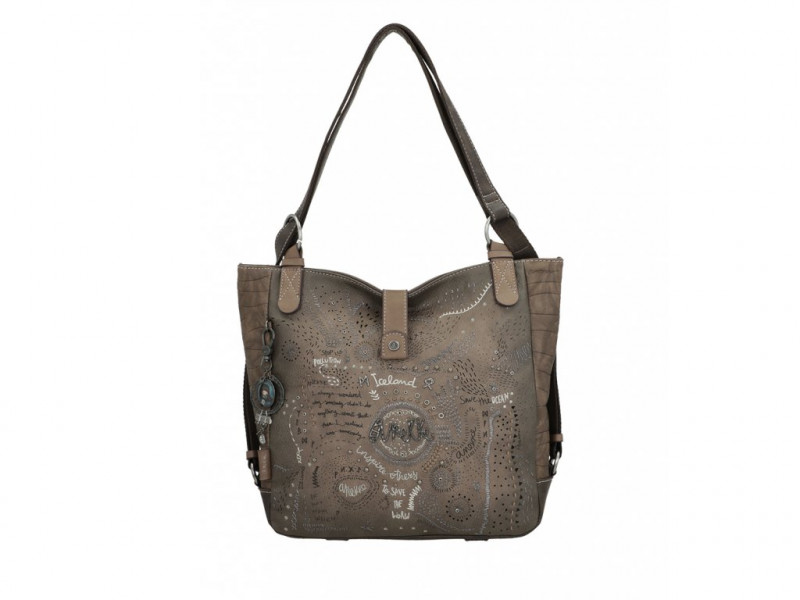 Dámský koženkový kabelko batoh 2 v 1 Anekke Rune, hnědý