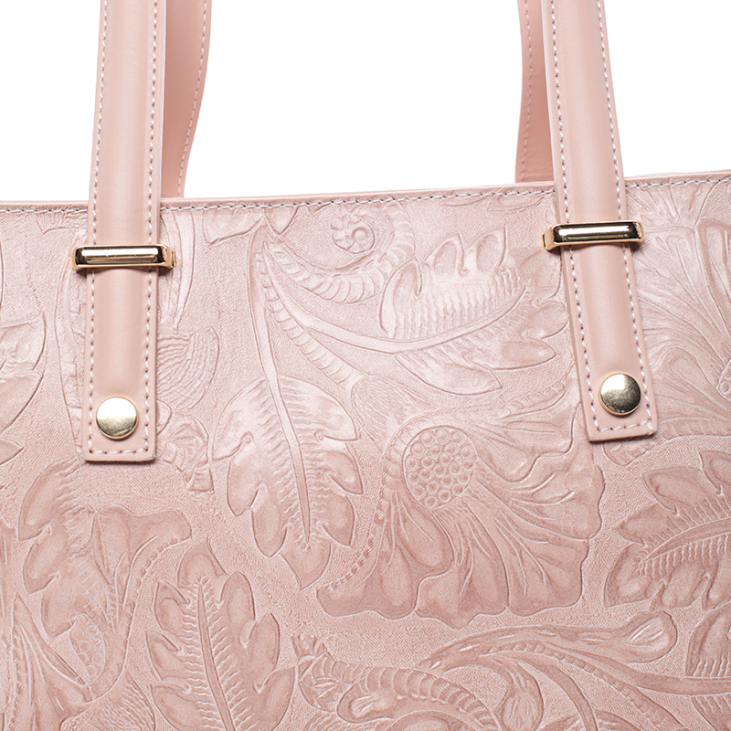 Módní kožená kabelka se vzory Tatum, růžová