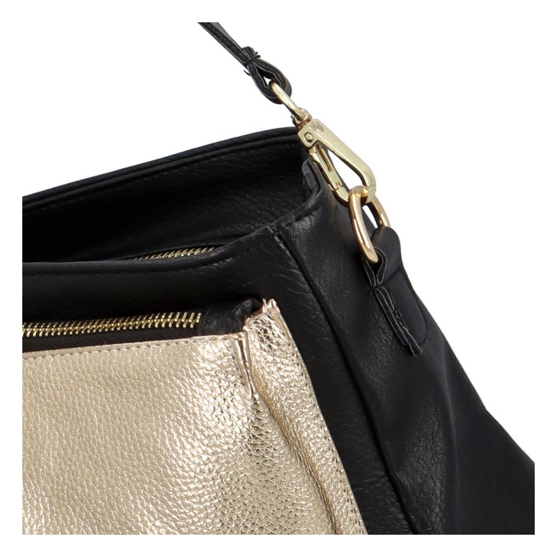 Dámská koženková kabelka Ottie, černo-zlatá
