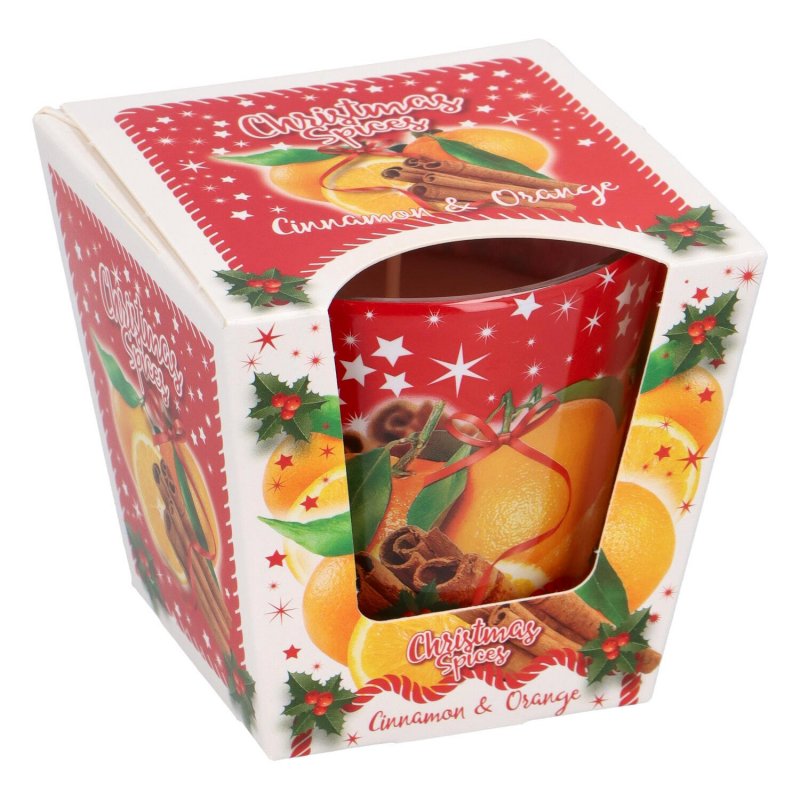 Voňavá vánoční svíčka skořice-pomeranč