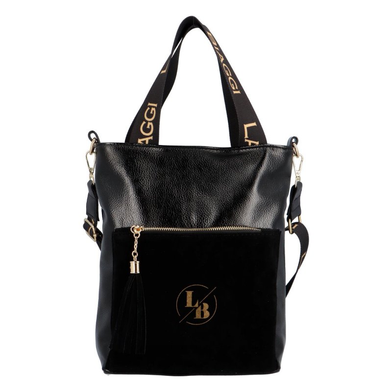Luxusní dámská taška Sue, černá semišová