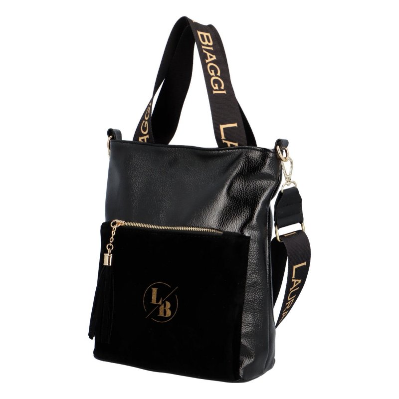 Luxusní dámská taška Sue, černá semišová