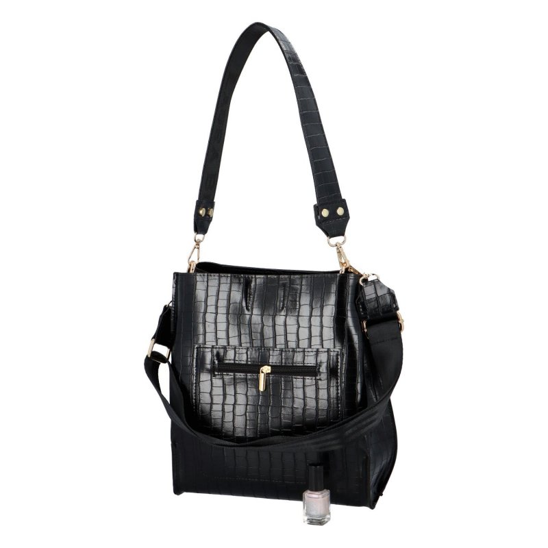 Luxusní dámská kabelka Laura Biaggi Prozo, černá croco