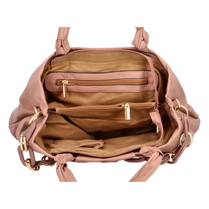 Designová dámská kabelka s řetězem Maria C. růžová