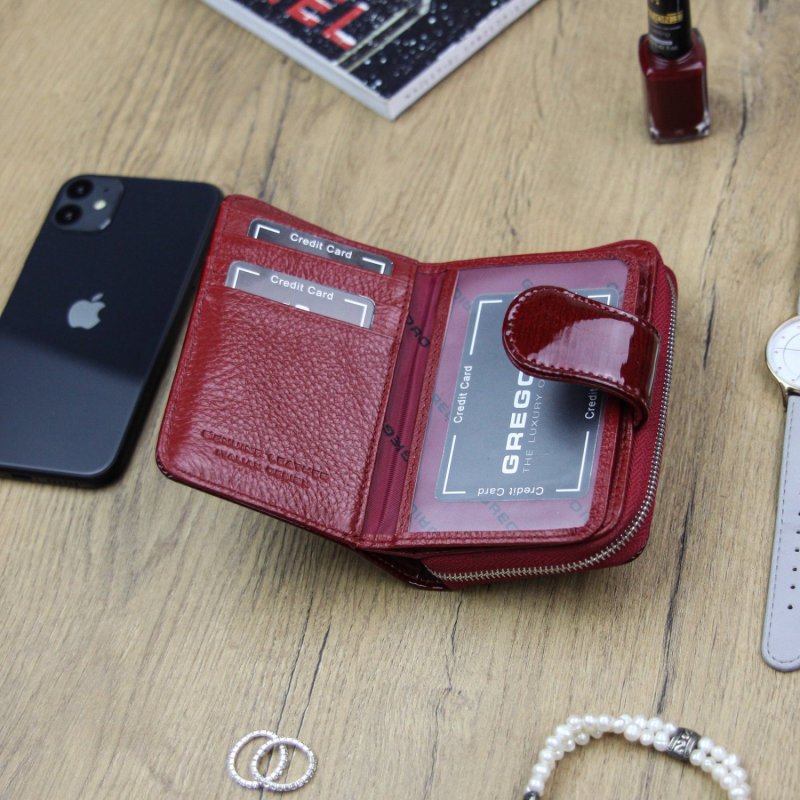 Stylová dámská kožená peněženka Esop, červená