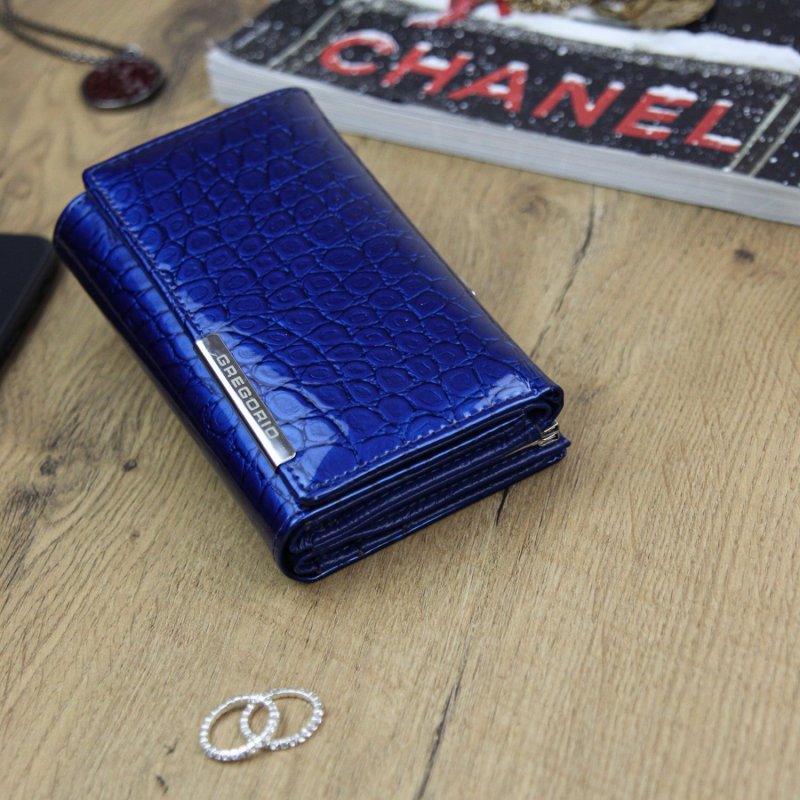 Luxusní dámská kožená peněženka Ema croco, modrá