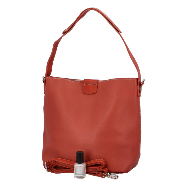 Stylová dámská koženková kabelka s výraznými barvami Siriaj,  červenooranžová