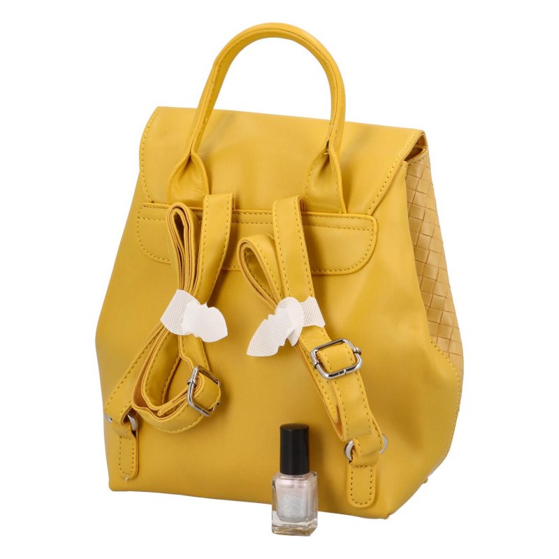 Dámský koženkový batůžek s proplétáním Santorin, žlutá