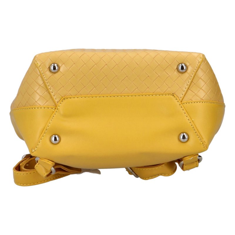 Dámský koženkový batůžek s proplétáním Santorin, žlutá