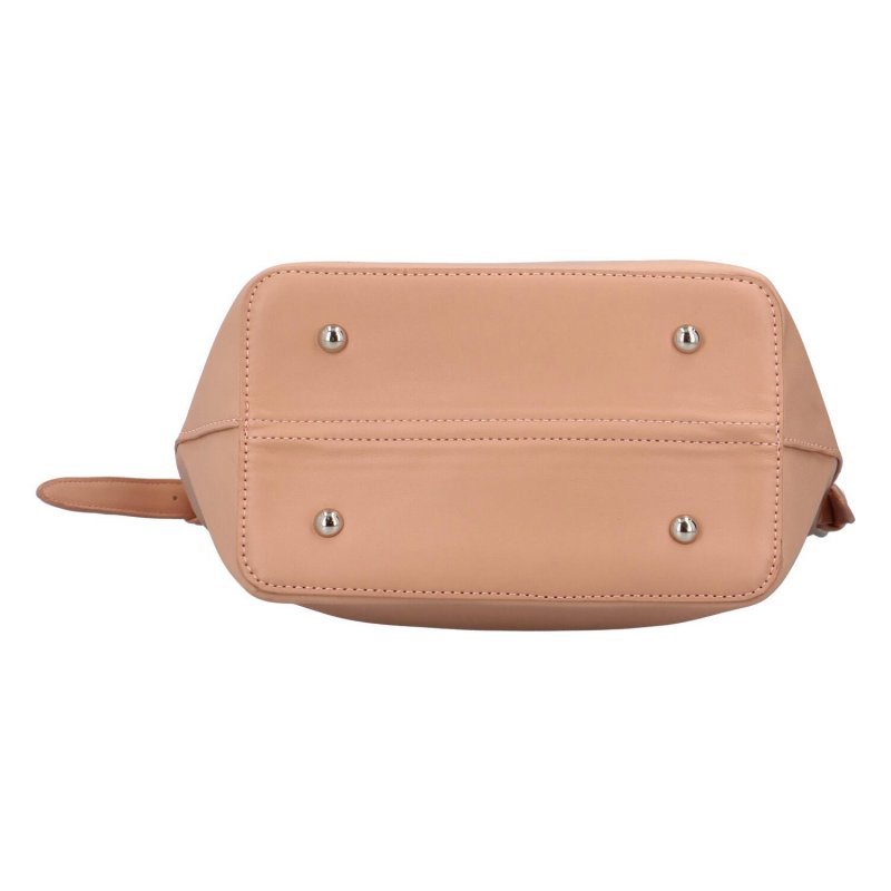 Příjemná dámská koženková kabelka s klopou Sandorin, růžová