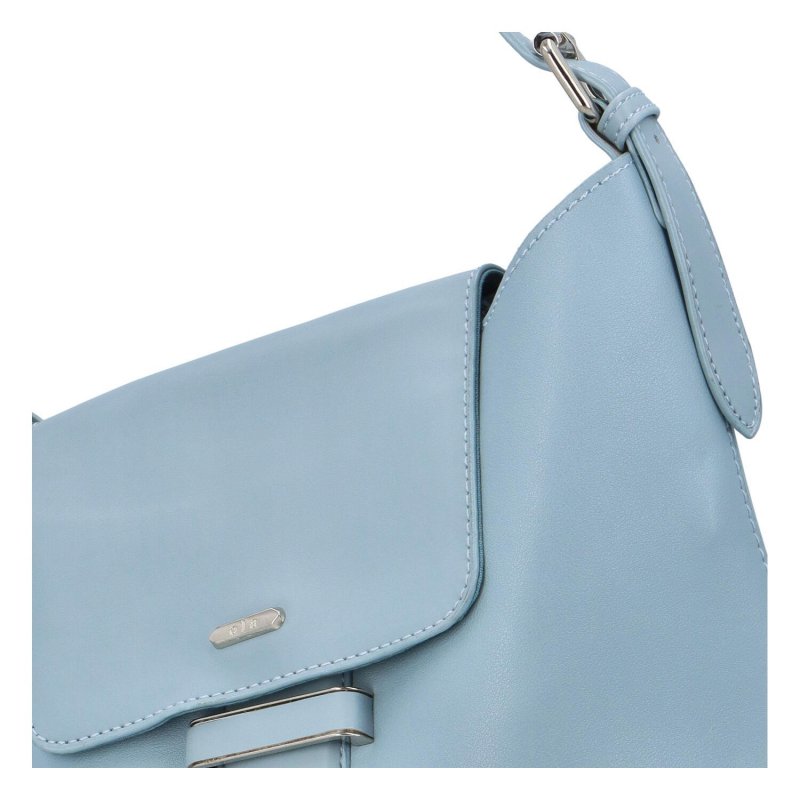 Příjemná dámská koženková kabelka s klopou Sandorin, světle modrá