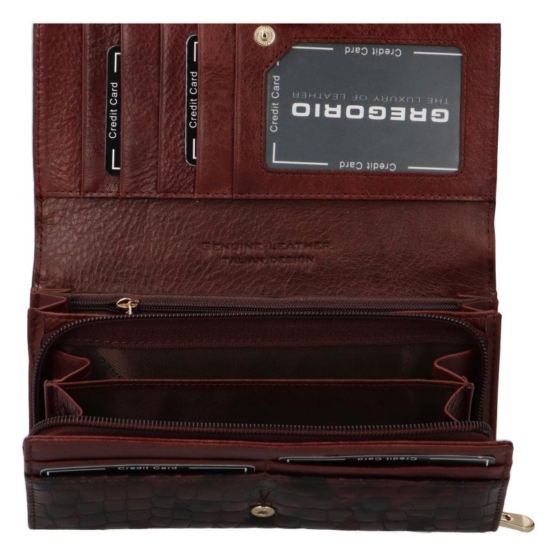 Luxusní dámská kožená peněženka v lakovaném provedení Samiri, vínová