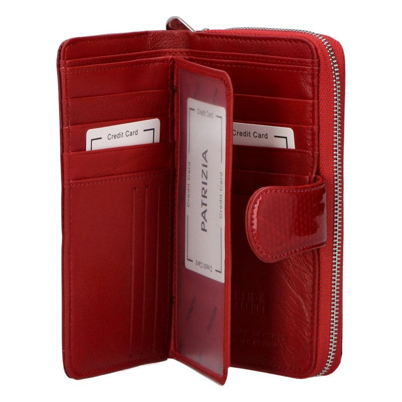 Lakovaná dámská prostorná peněženka Beatrici, červená
