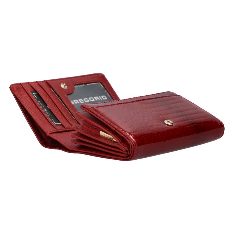Menší dámská kožená lakovaná peněženka Lorus, červeno/černá