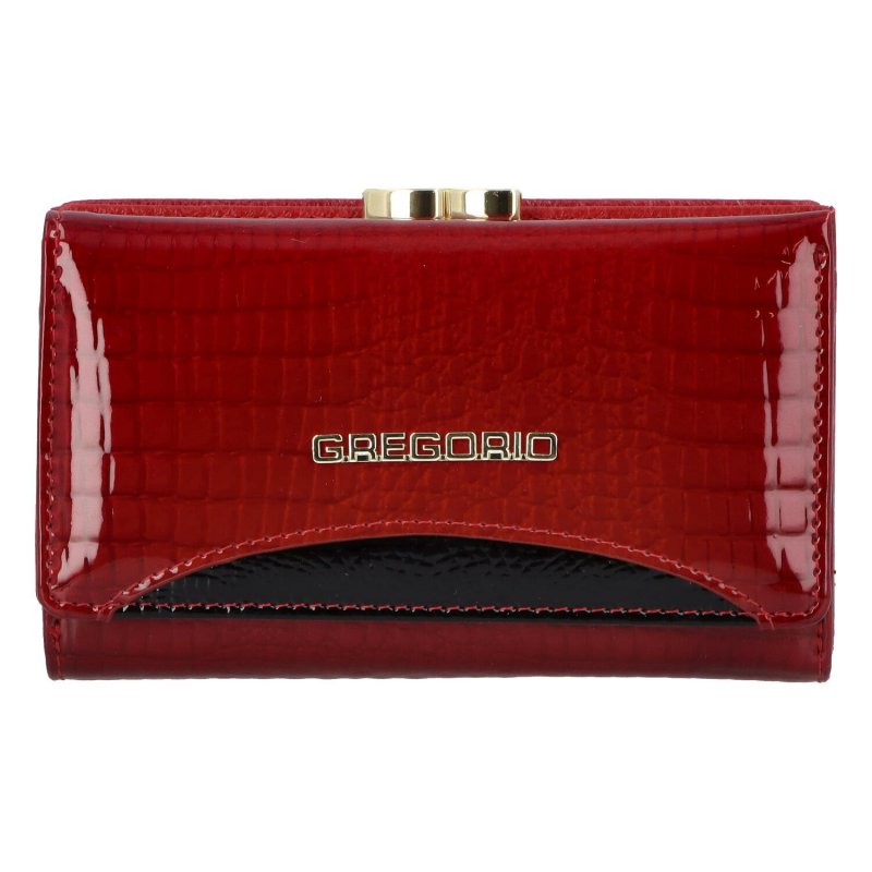 Lakovaná menší dámská kožená peněženka Baltasar, červená/černá