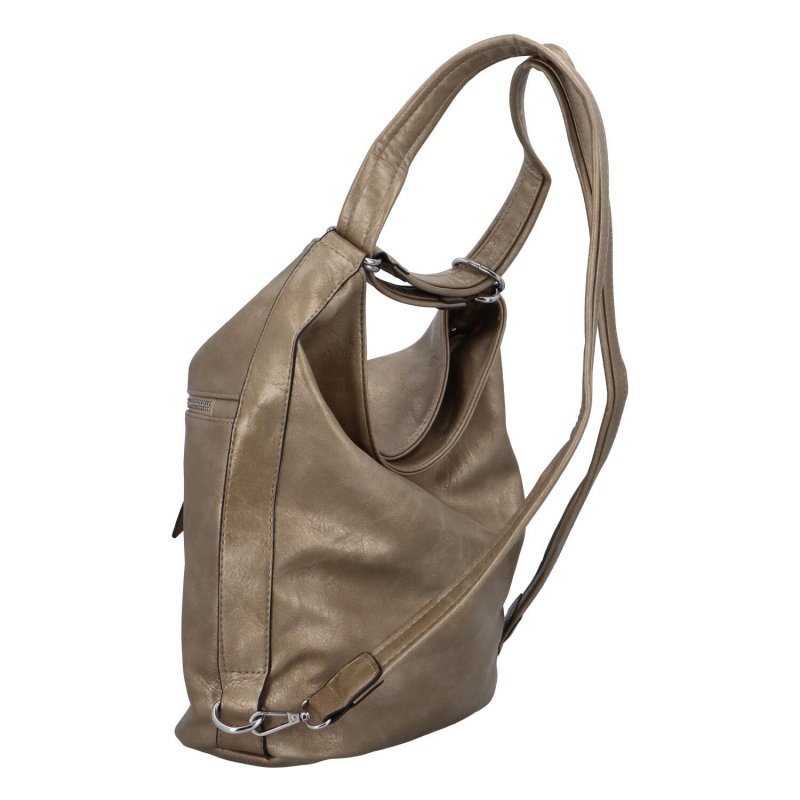 Prostorný dámský koženkový kabelko-batoh Andreas, měděná