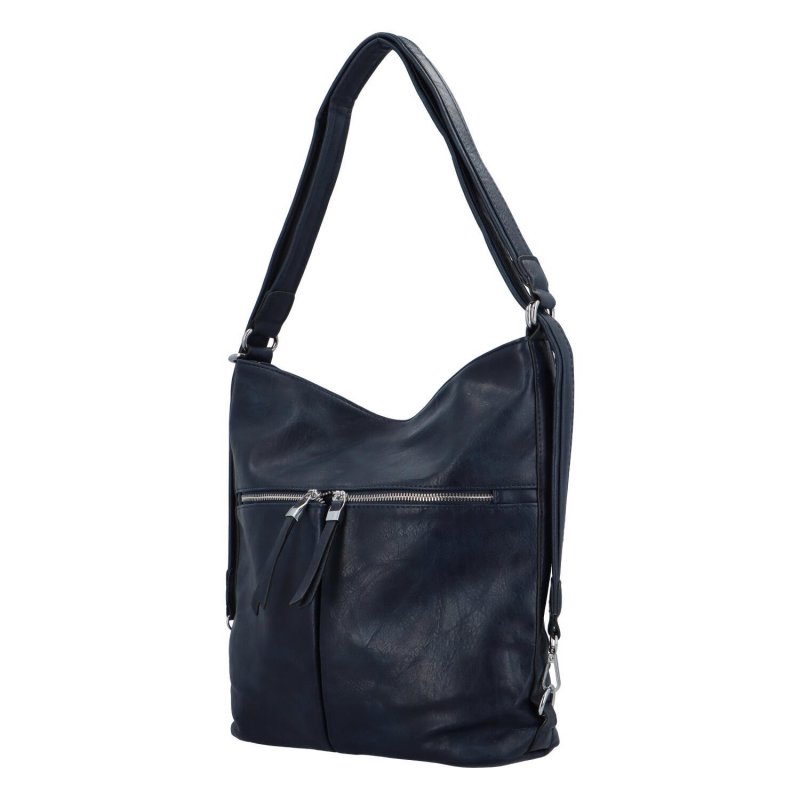 Prostorný dámský koženkový kabelko-batoh Andreas, tmavě modrá