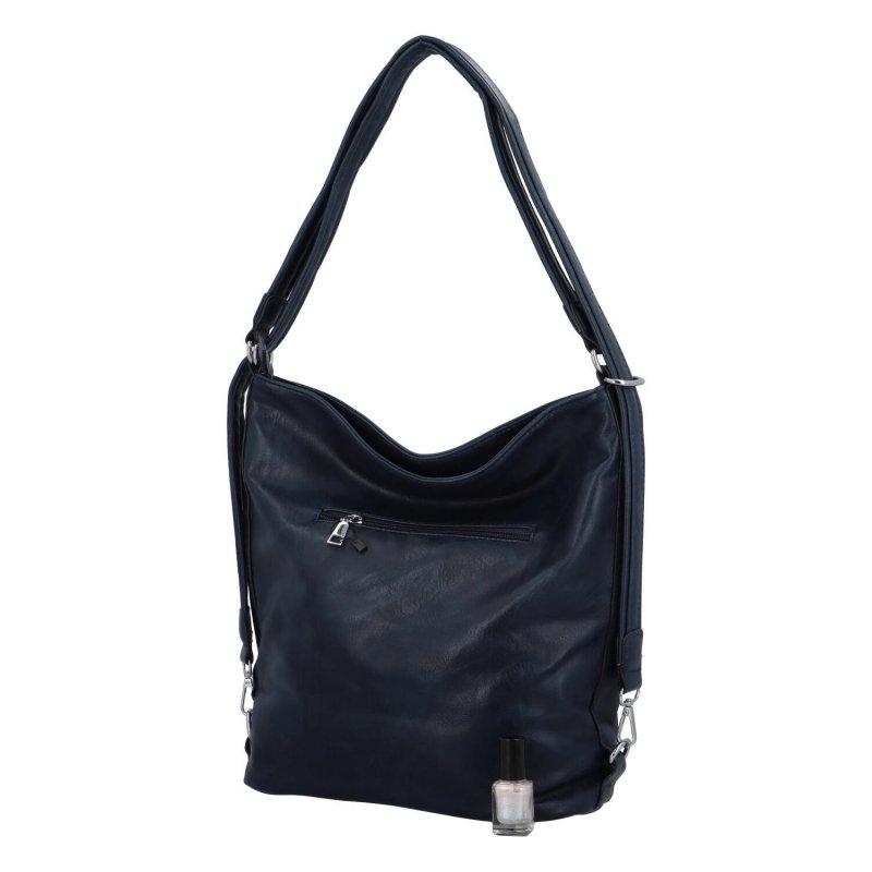 Prostorný dámský koženkový kabelko-batoh Andreas, tmavě modrá