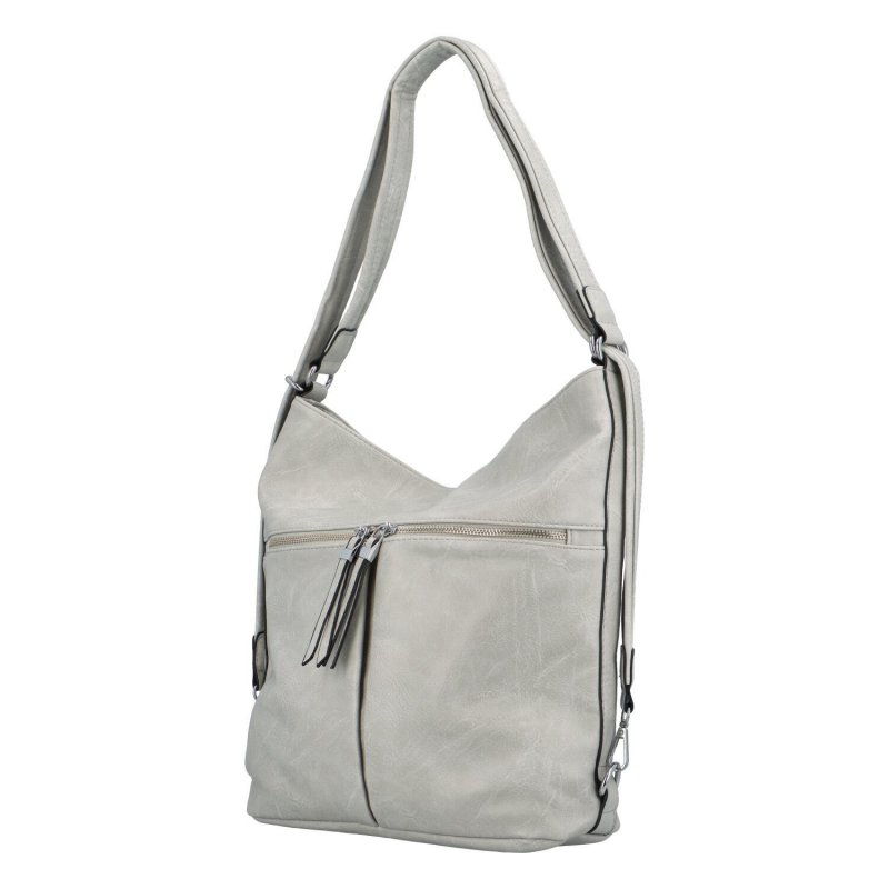 Prostorný dámský koženkový kabelko-batoh Andreas, šedá