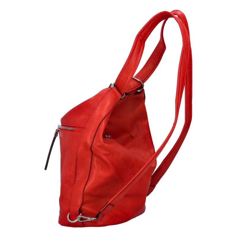 Prostorný dámský koženkový kabelko-batoh Andreas, červená
