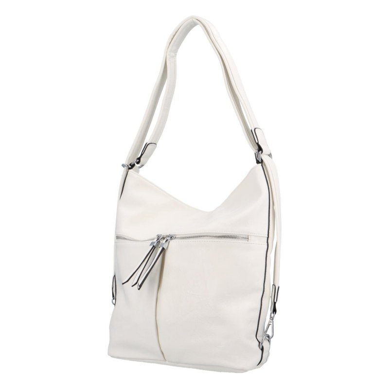 Prostorný dámský koženkový kabelko-batoh Andreas, bílá
