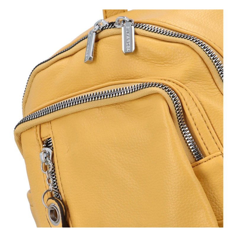Příjemný dámský koženkový batůžek Milisa, žlutá