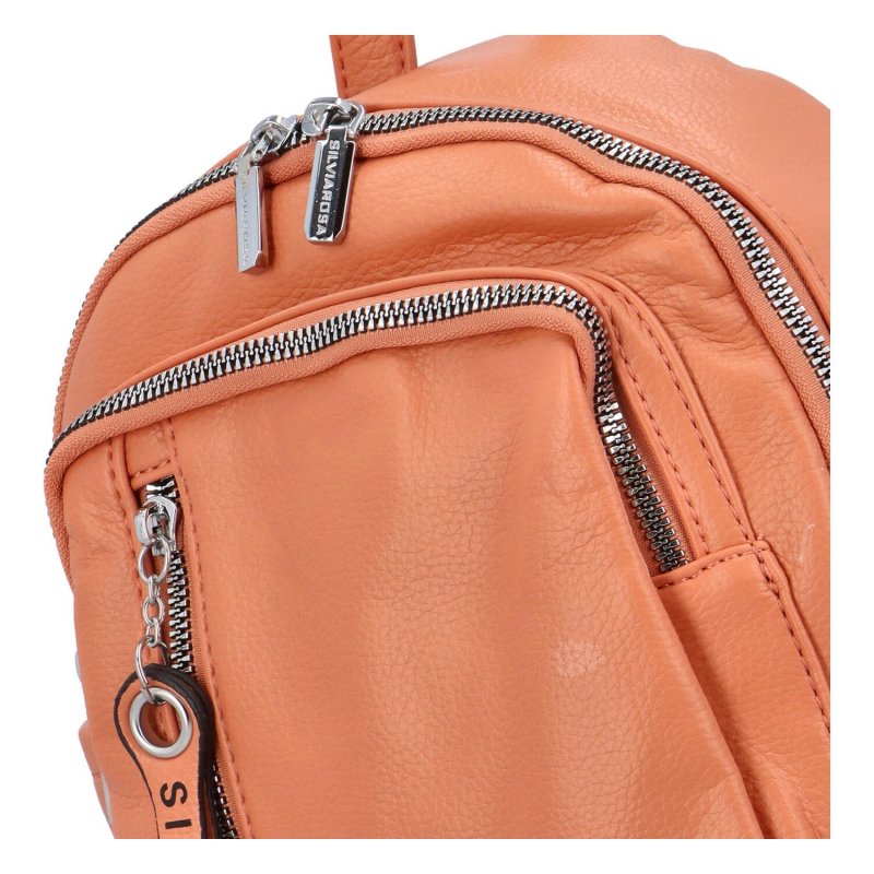 Příjemný dámský koženkový batůžek Milisa, oranžová