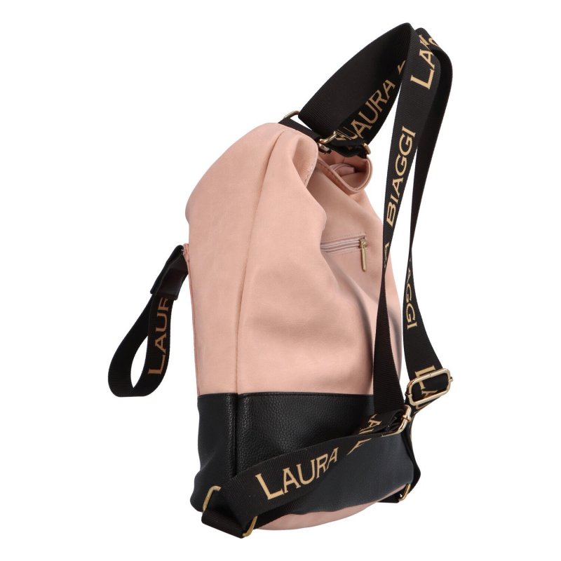 Módní a praktický dámský koženkový kabelko-batoh Simi, růžová