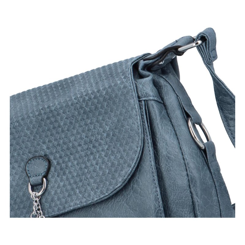 Dámská koženková kabelka s výraznou klopou Gallina, modrá