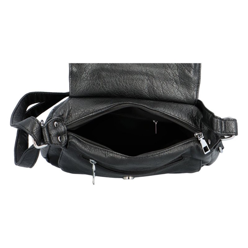 Dámská koženková kabelka s výraznou klopou Gallina, černá