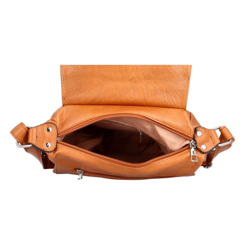 Dámská koženková kabelka s výraznou klopou Gallina, hnědá