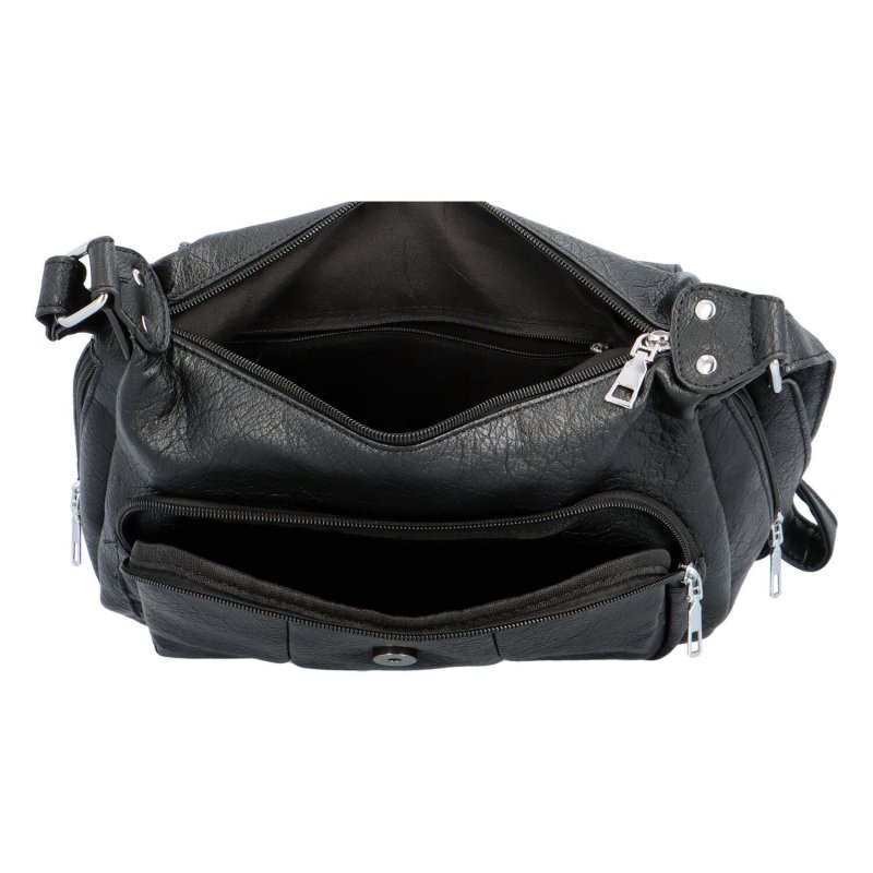 Praktická dámská koženková kabelka Venever, černá