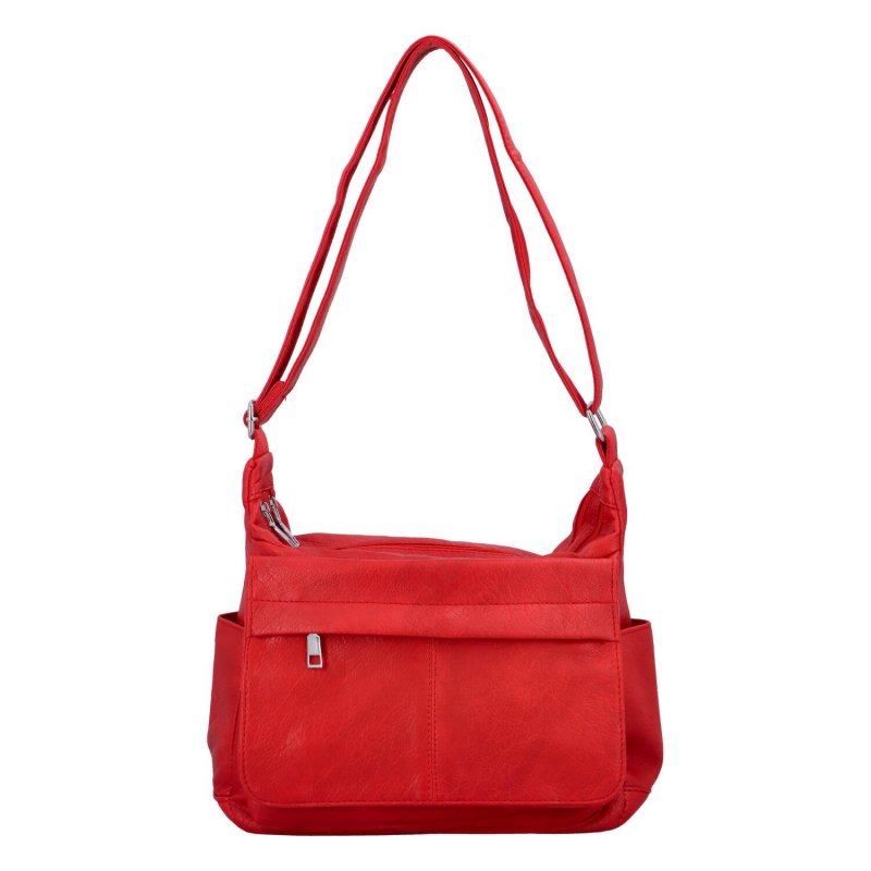 Praktická dámská koženková kabelka s dlouhým uchem Bony, červená