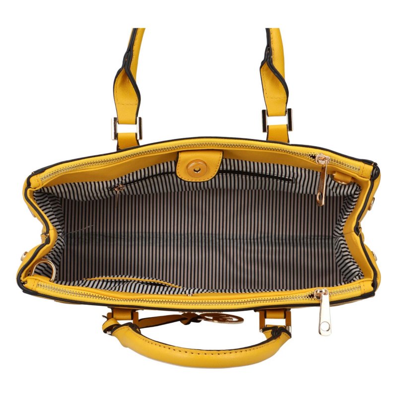 Dámská kufříková koženková kabelka Fargo, žlutá