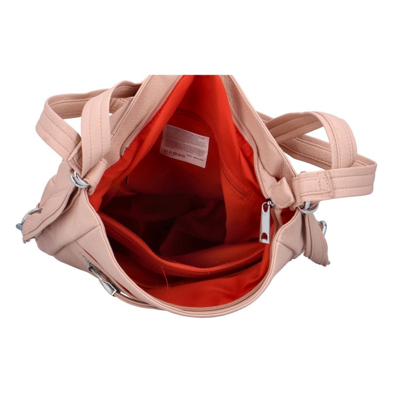 Praktická dámská koženková kabelko/batoh Essat, růžová