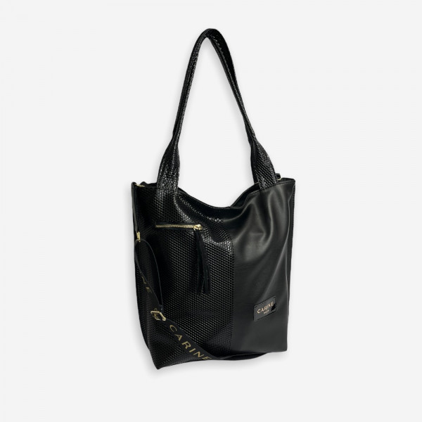 Trendová koženková kabelka Carine Mererid, černá